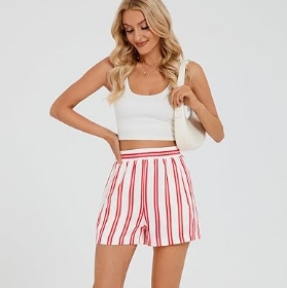Plaid Pajama Lounge Sleep Striped Bottom Short Red Nwt